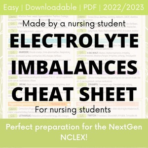 Fluid & Electrolyte Imbalance Cheat Sheet for Nursing Students! Made By a Nursing Student!