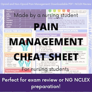 Pain Management Cheat Sheet PDF for Nursing Students! Made by a Nursing Student!