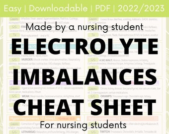 Fluid & Electrolyte Imbalance Cheat Sheet for Nursing Students! Made By a Nursing Student!