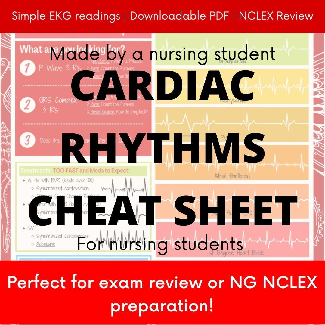 Cardiac Rhythms Cheat Sheet PDF! Made for Nursing Students BY a Nursing ...