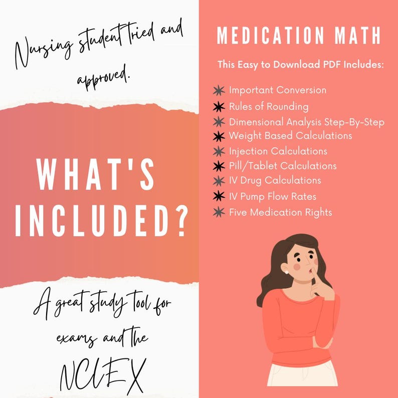 Medication Math Cheat Sheet for Nursing Students! Made BY a Nursing ...