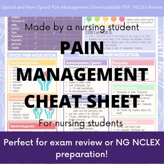 Pain Management Cheat Sheet PDF for Nursing Students! Made by a Nursing Student!