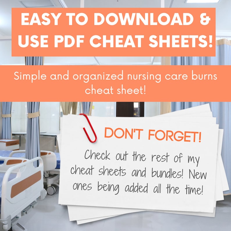 Burns Cheat Sheet PDF Made for Nursing Students BY a Nursing Student Etsy