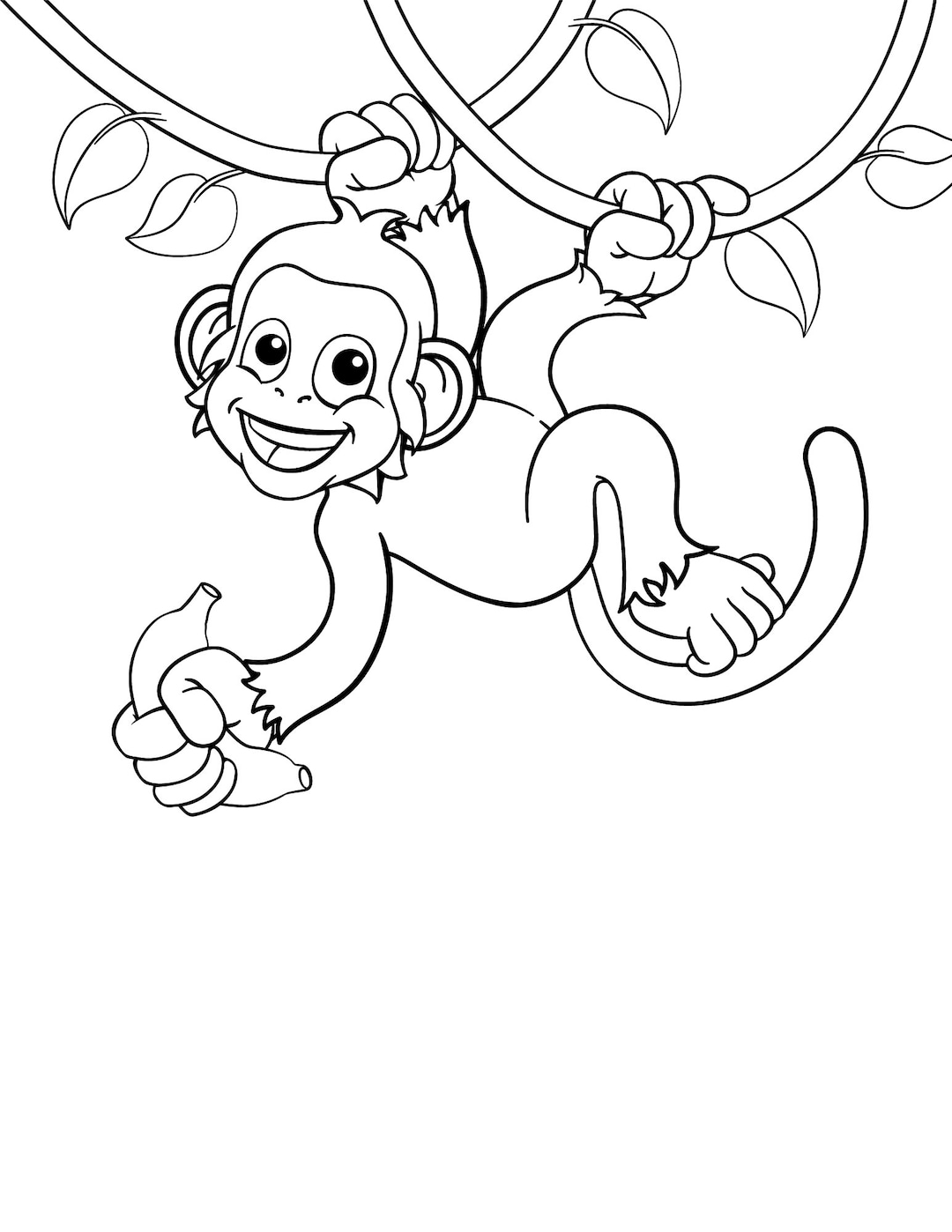 5 Printable Coloring Pages of Monkeys for Coloring - Etsy