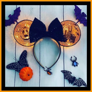 Halloween Pumpkin Inspired Glow Head Band; Halloween Ears