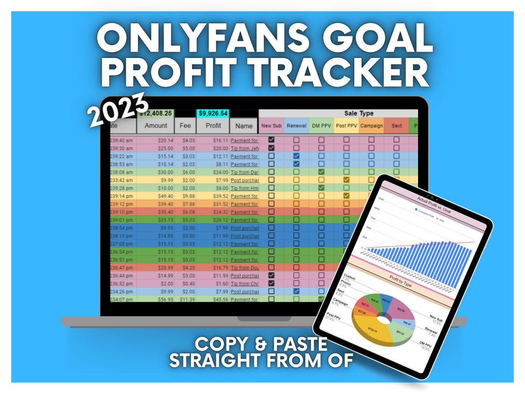 Onlyfans Monthly Goal Profit Tracker Finance Spreadsheet - Etsy Australia
