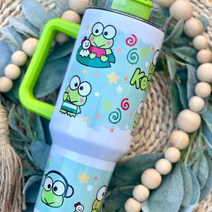 Kawaii Frog ~ 40 Ounce Stanley Dupe Tumbler with Handle, Lid and Straw