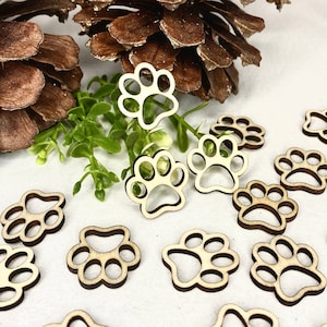 Mini Dog Paw Print Confetti - Wooden Cutouts for Crafts, Scrapbooking, Kids Craft Projects Unfinished Wood Ornaments for Unique Party Decor