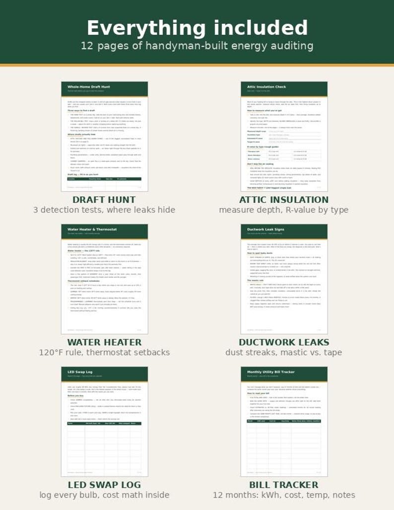 Home Energy Audit Checklist, House Efficiency Planner and Utility ...