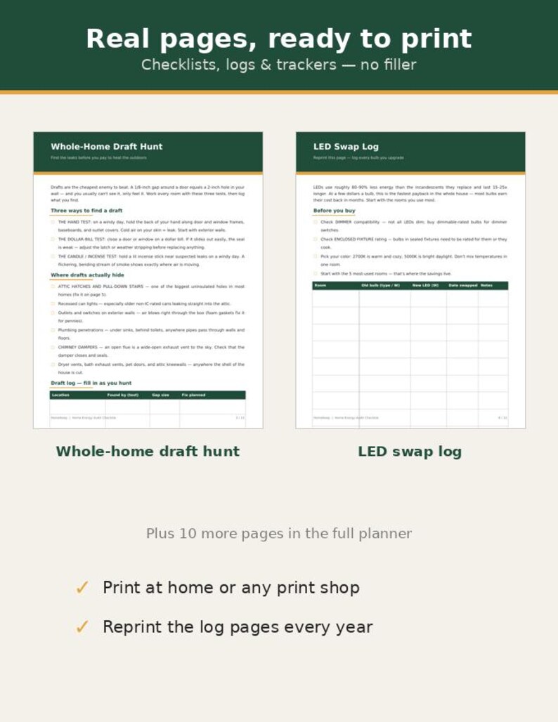 Home Energy Audit Checklist, House Efficiency Planner and Utility ...