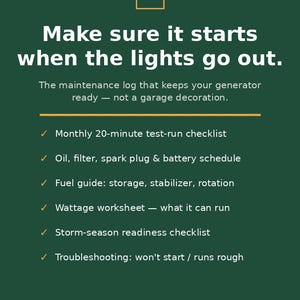 Generator Maintenance Log Book, Portable Generator Care Checklist (PDF)