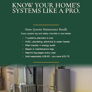 Home Systems Maintenance Bundle, 86 Page HVAC Plumbing Electrical Planner (PDF)