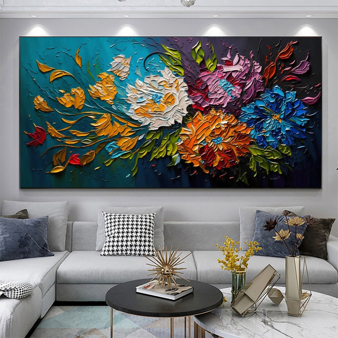 Original Flower Oil Painting on Canvas Textured Wall Art - Etsy