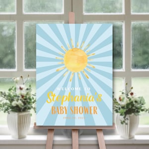 Here Comes the Son Baby Shower Welcome Sign Sun Themed Digital Template