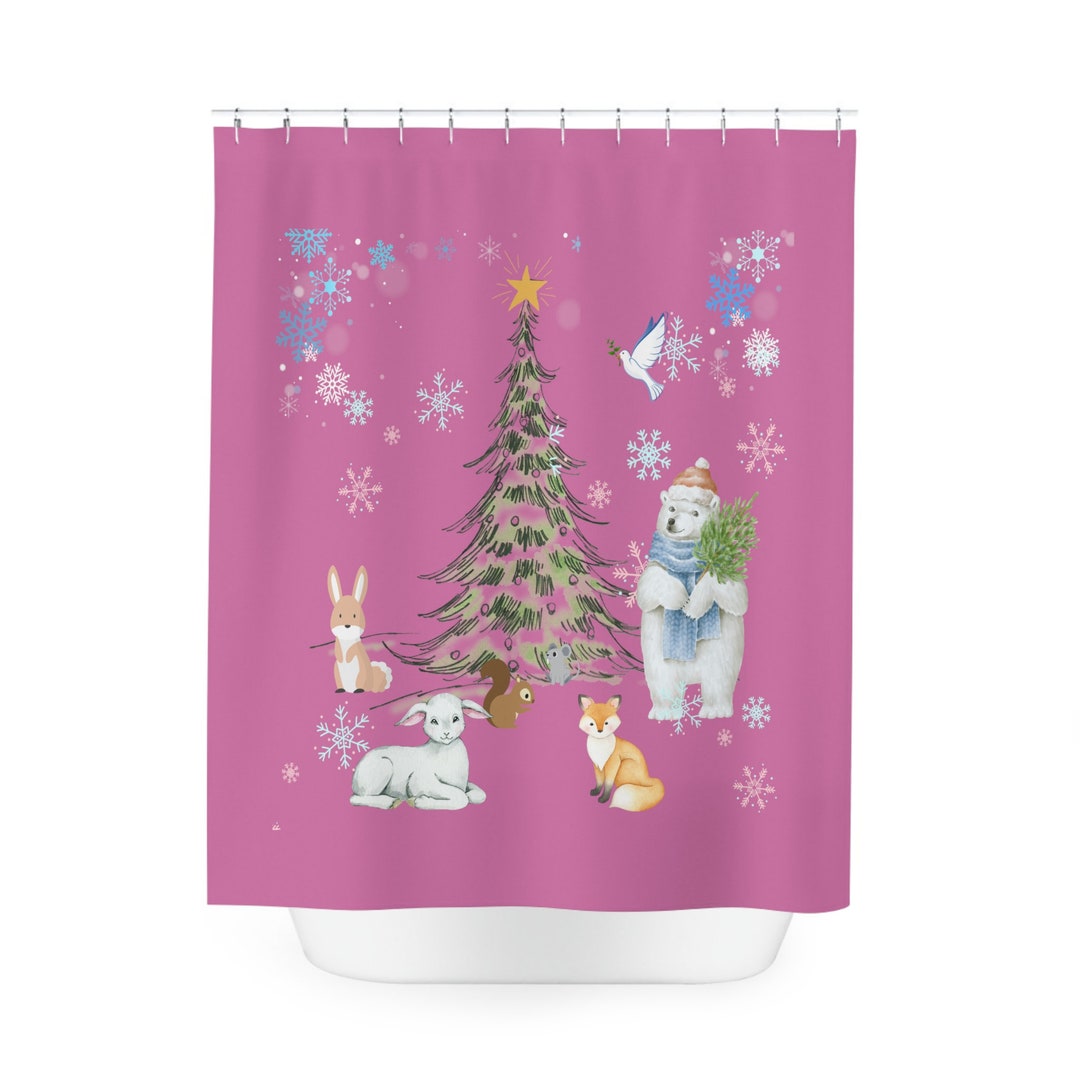 Christmas Shower Curtain Christmas Tree Shower Curtain Etsy