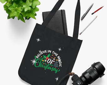 ビリーブ クリスマス マジック キャンバス トートバッグ オーガニックコットン