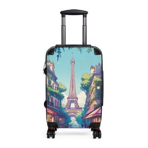 Elegant Paris Suitcase Stylish Paris Luggage Eiffel Tower Luggage Hard Shell Rolling Wheels Three Sizes, AI Generated
