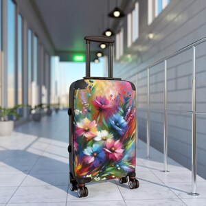 Stylish Floral Suitcase, Wildflower Luggage, Elegant Floral Luggage, Carry On, Hard Shell, Three Sizes, Gift, AI Generated