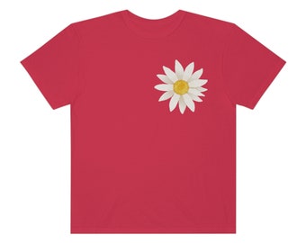 Camiseta gráfica Daisy: camiseta de algodón hilado en anillo y teñido en prenda