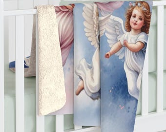 Manta polar Sherpa Angel, acogedora y afelpada (127 x 152 cm)