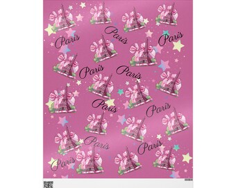 Rosa Paris-presentpapper Eiffeltornets presentpapper tre storlekar AI-genererad