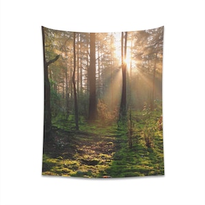 Forest Sunrise Sunset Printed Wall Tapestry