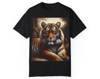 Tiger Graphic T-Shirt, Comfort Colors Garment-Dyed Tee AI Generated