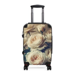 Elegant Floral Rose Suitcase, Stylish Rose Luggage, Carry On, Hard Shell, Adjustable Features, Three Sizes, Luggage Gift, AI Generated