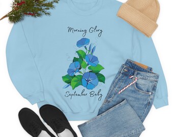 September Geburtsblume Sweatshirt: Morning Glory Unisex Rundhalsausschnitt