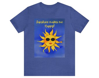 Sunshine Makes Me Happy T-Shirt, Women's Cotton Tee AI Generated