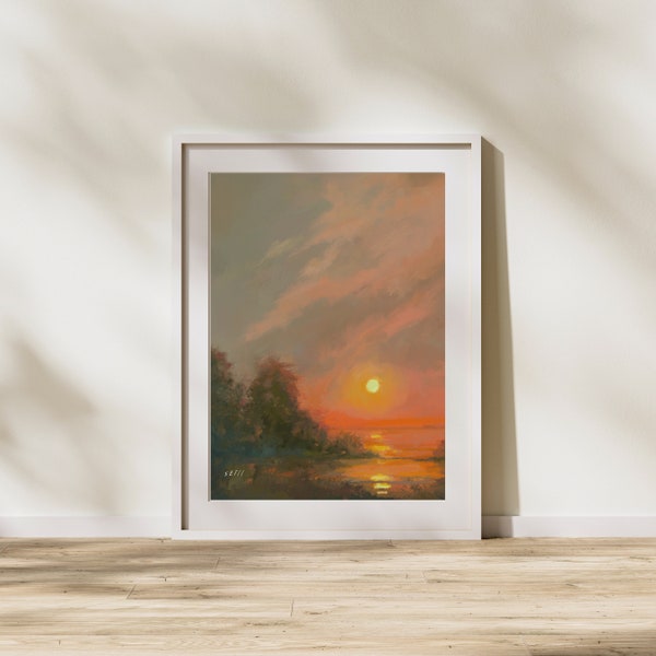 Still Digital Print, Wall Art, Poster, Home Decor, General Phrase and Saying, Oil Painting, Sunset, Nature, Outdoors, Minimal, Trendy, Cute