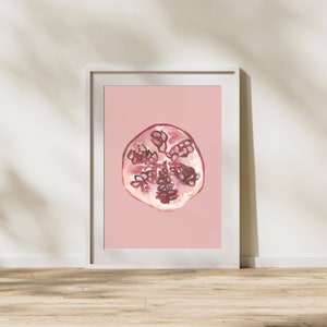 Pomegranate Digital Print, Download, Fruit, Food Art, Kitchen Art, Trendy Wall Art, Wall Art, Poster, Home Decor, Minimalist, Simple, Pink