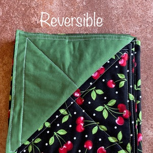 Tortilla Warmer/Bread Basket Liner - Cherries (Green)