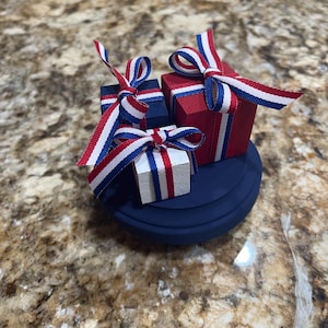 Patriotic Mini Presents (Set of 3)/Tiered Tray Decor/Patriotic Decor/Americana Decor/July 4th Decor/Red, White & Navy Blue/Shelf Sitter