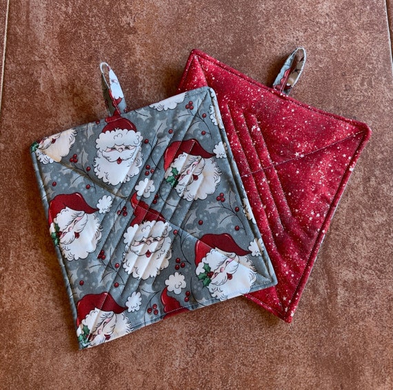 Pot Holders (Small or Large) ~ Christmas Santa #1 (Red)
