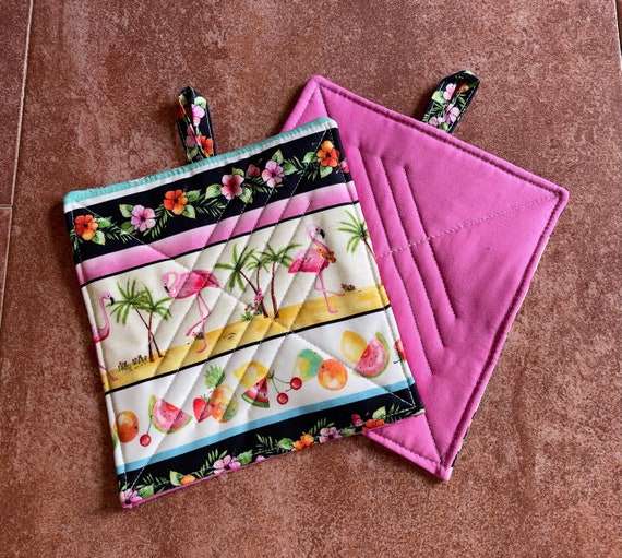 Pot Holders large Tropical hot Pink 