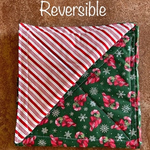 Tortilla Warmer/Bread Basket Liner - Christmas Candy Canes/Glitter Snowflakes (Stripes)