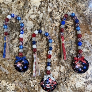 Patriotic Beaded Garlands/4th of July Farmhouse Garland/Tiered Tray Decor/Summer Tiered Tray Garland/Patriotic Summer Home & Shelf Decor