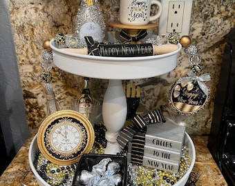 New Years Tiered Tray Decor