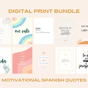 10 Latina Motivations zitate | Spanischer Spruch | Inspirierende Zitate | Minimalistisches Dekor auf Spanisch für Zuhause oder Büro | Digitaldruck Bundle