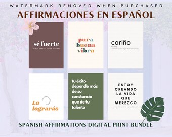 6 Spanish Motivational Quotes | Frases en Español | Affirmaciones en Español | Minimalist Spanish Decor | Motivación | Digital Print Bundle