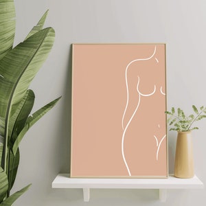 Frau Line Art Print, minimalistische Wandkunst, nackte Frau Linie Zeichnung, ästhetische Raumdekoration, Galerie Wand Set, moderne Kunst, digitale Linie Kunst