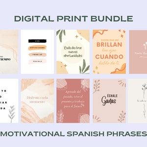 10 Spanish Motivational Quotes | Frases en Español  | Motivational Spanish Quote | Minimalist Decor in Spanish | Digital Print Bundle