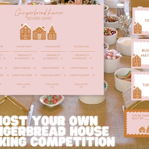 Ginger bread house competition score card, name card and table cards pack