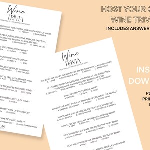 Wine Party Wine Trivia INSTANT DOWNLOAD, Answer Sheet Included - Etsy