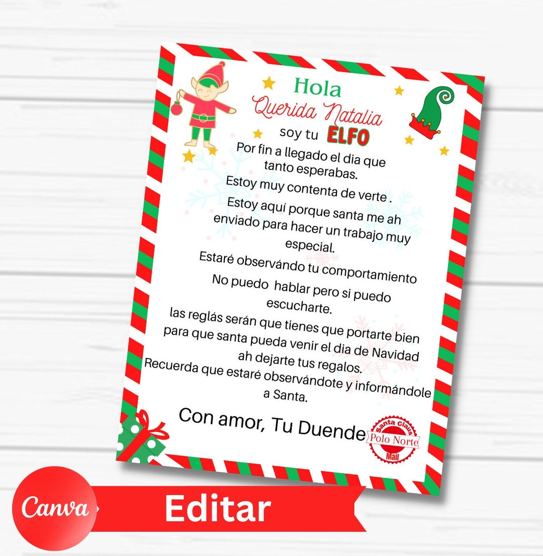 Carta De Elf, EDITABLE Spanish Elf Letter, Elf Letter, Elf Editable