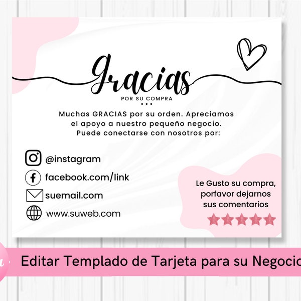 Templado de Tarjeta de Gracias, Thank You Template , Templado de Gracias , Templado de Gracias para Negocio. Gracias por su Compra.