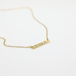 Collier gravé personnalisé, collier de bar personnalisé, collier de date, collier de nom, collier de coordonnées, collier cadeau, Saint-Valentin, femme image 3