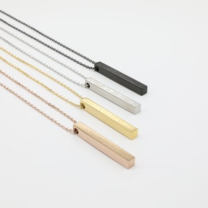 Customise Name Bar Necklace, Personalized Engraving, 3D Vertical Bar Necklace, Custom Engraved, Rectangle Bar Necklace, Valentines Day, Gift image 8