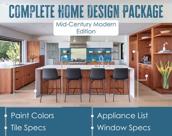 Complete Home Interior Design Package Mid-Century Modern Edition + Ultimate Home Construction Planner, Project Organizer, & Budget Tracker